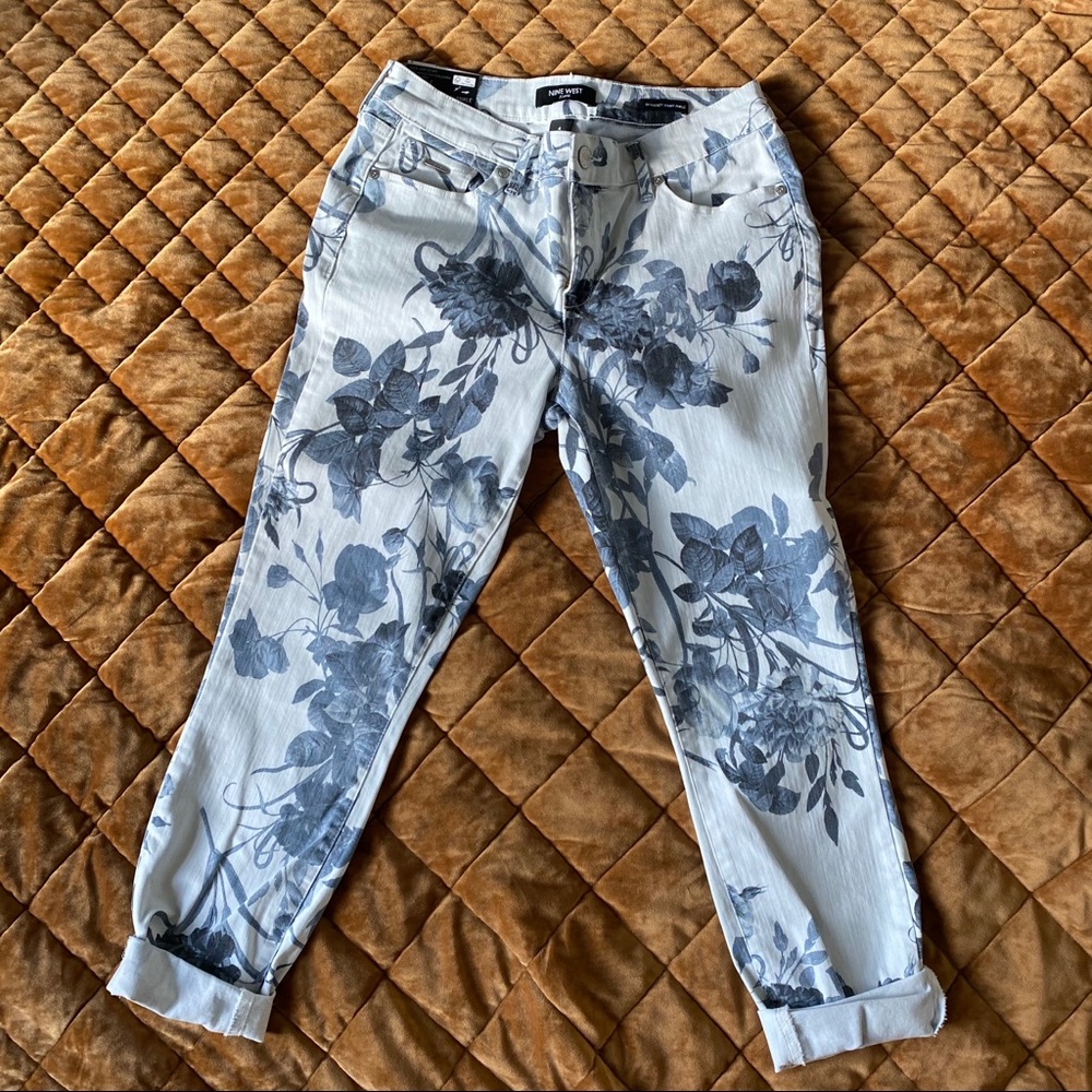 Floral Skinny Ankle Jeans